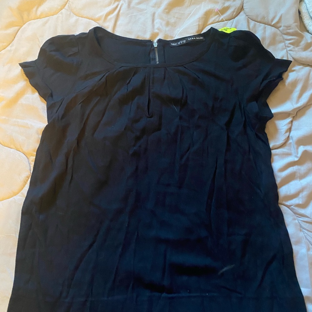 Zara Black Cap Sleeve Blouse
